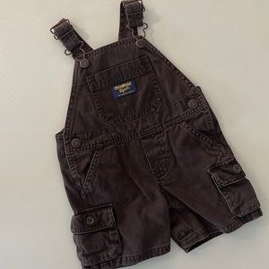 OshKosh B'gosh Brown Shortalls. Size 9M.